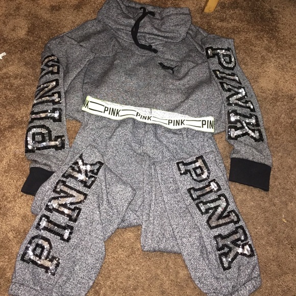 Pink sweatsuit.