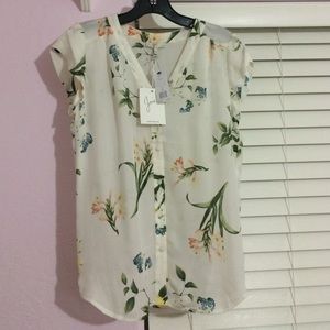 Flower pattern button up shirt