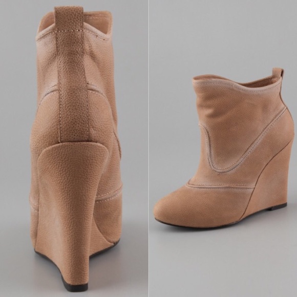 Joie Beige Wedge Booties 6 1/2