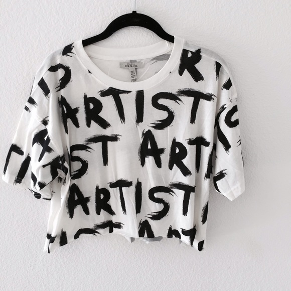 Zara TRF 'Artist' B&W Crop Top