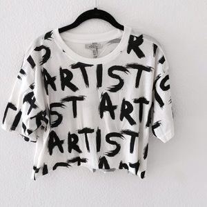 Zara TRF 'Artist' B&W Crop Top