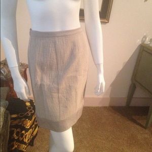 Nanette Lepore beige a-line skirt with silk detail