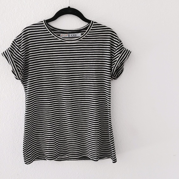 simple black and white striped tee