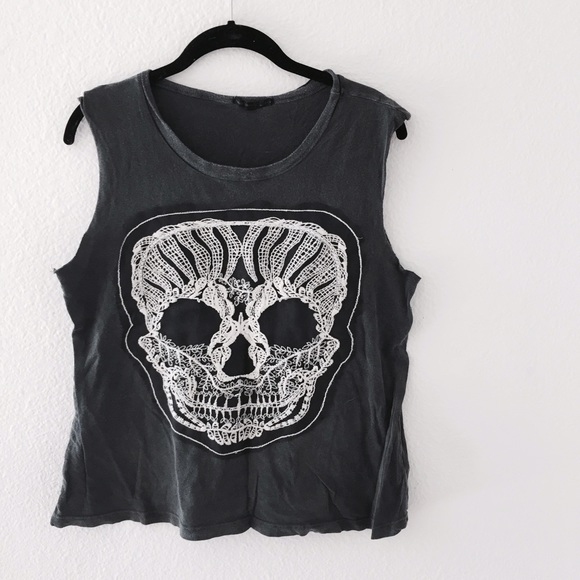 Urban Outfitters grey skull muscle tank