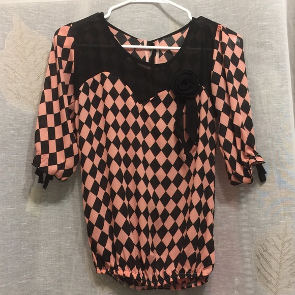 3/4 sleeve chiffon sheer blouse XS