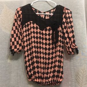 3/4 sleeve chiffon sheer blouse XS