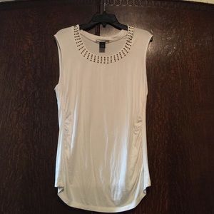 White Tailored Pleated at the sides Tank Top