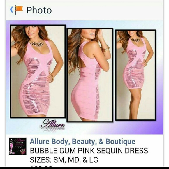 Pink Sequin Bandage Dress