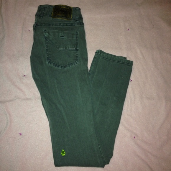 Forest Green Valcom Denim Skinny Jeans - Picture 2 of 3