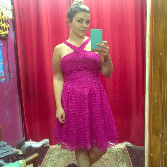 Vintage inspired fuschia lace dress