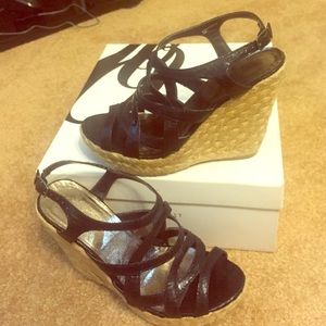 Nine West Black Wedge Sandals