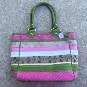 COACH PINK AND GREEN SHOULDER BAG