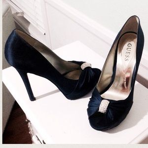 Elegant Navy Peep-Toe Pumps by Guess