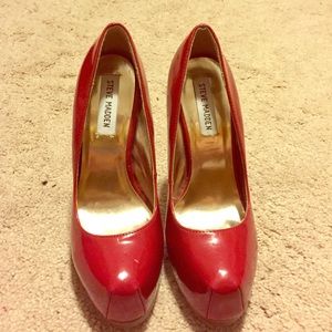Dark red high heels. 3-4 inches high.