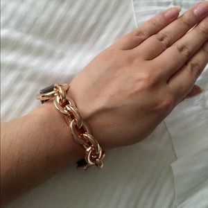 Rosetone links and grey leather bracelet