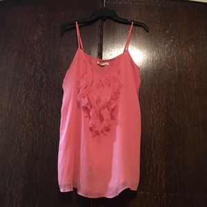 Pretty Peach Flowing Tank with Ruffled Front