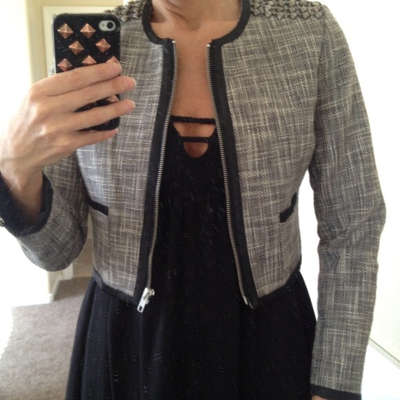 H&M tweed blazer with shoulder embellishment