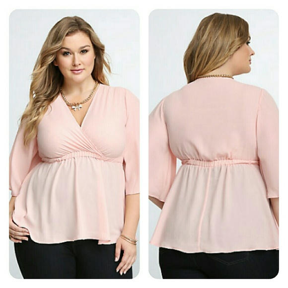 Torrid  Tops - Torrid Pink Surplice Bell Sleeves Top