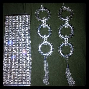 Interlocked Triple Hoop Earrings with tassel