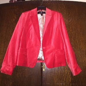 Beautiful Red Velour Lined Blazer
