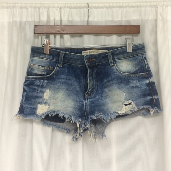 distressed denim mini shorts