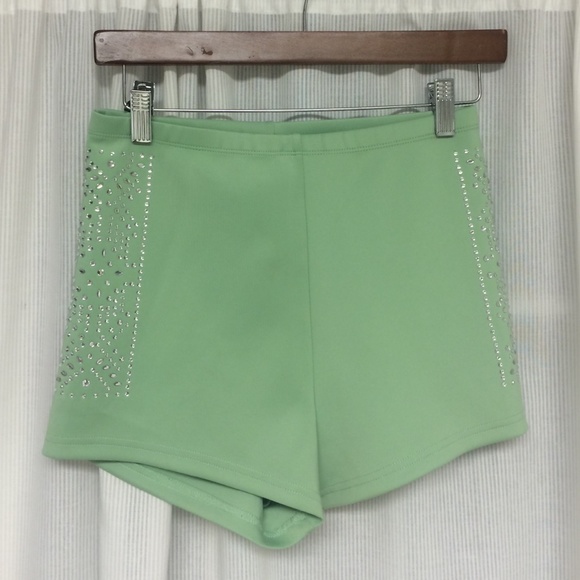Mint green high waisted shorts w/ embellishments