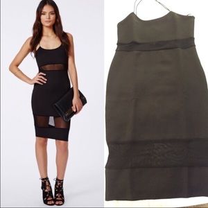 Missguided Black Mesh Panel Midi Dress