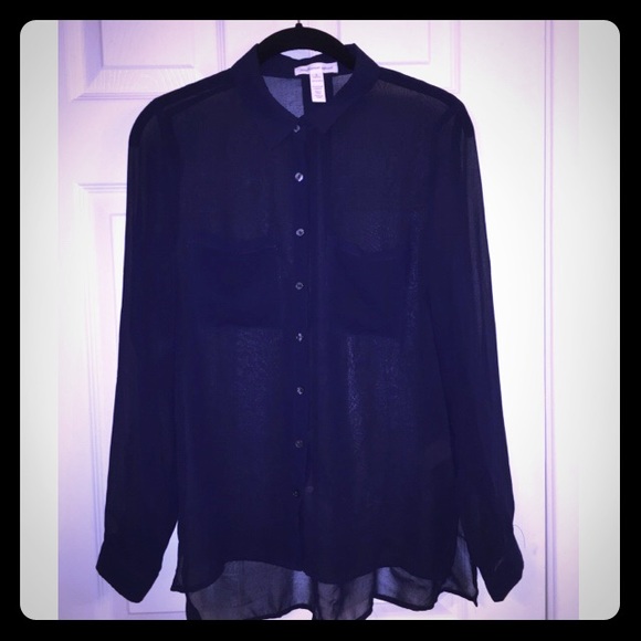 Sheer Navy Button Down
