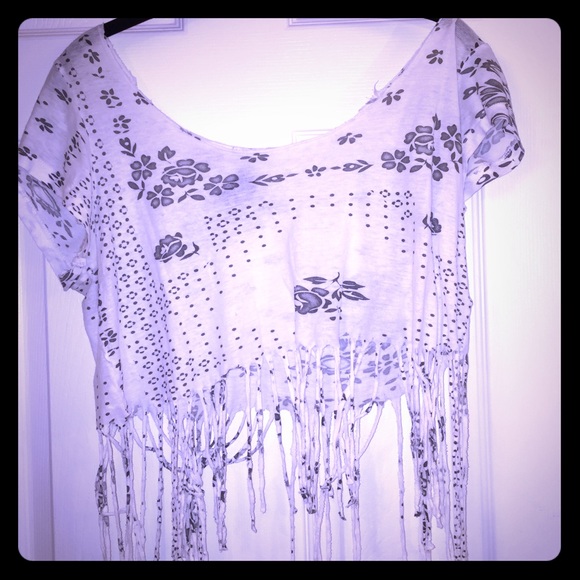 White Fringe Crop Top