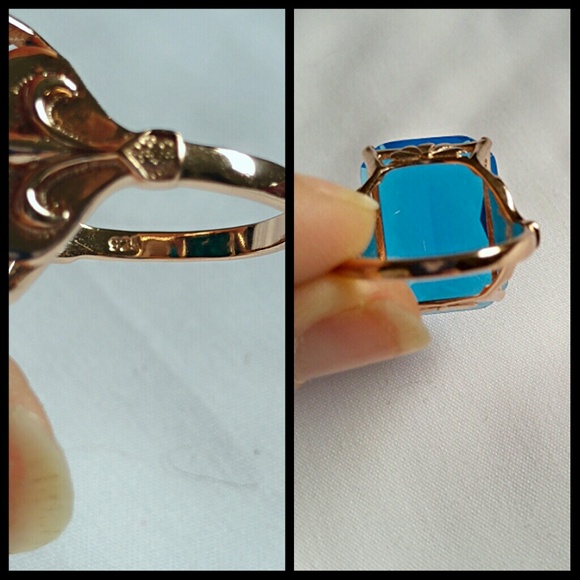 🚫SOLD🚫20ct Bl Topaz & Rose Gold over Silver Ring - Picture 4 of 4