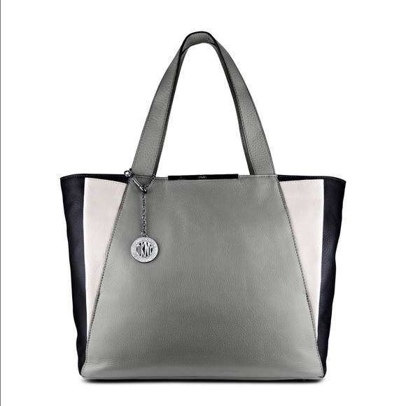 DKNY Crosby Tumbled Leather Tricolor Gray Tote