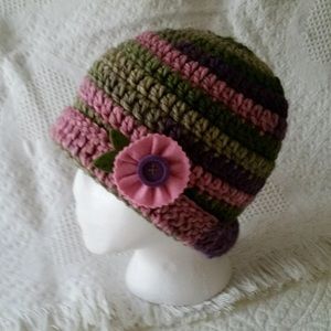 NWOT- Crochet Hat with flower