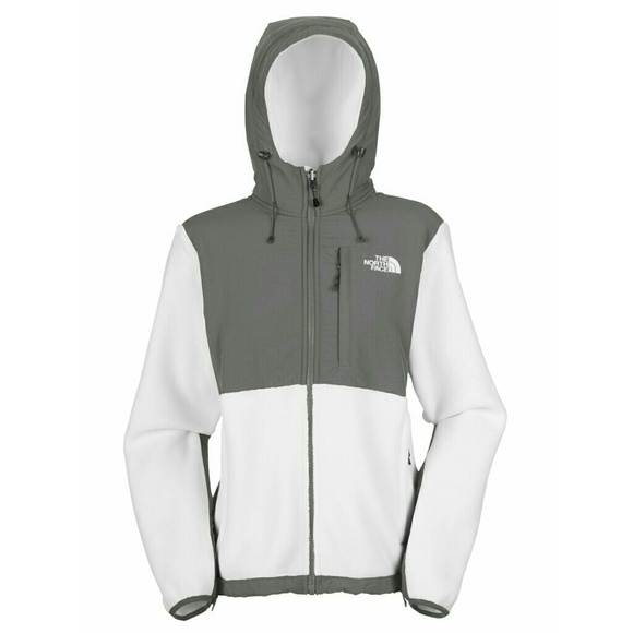 White Charcoal North Face Denali Hooded Jacket