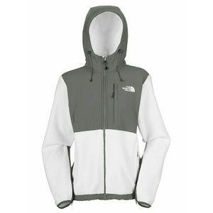 White Charcoal North Face Denali Hooded Jacket