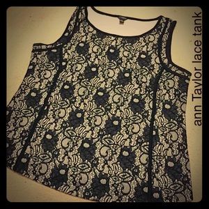 Ann Taylor Lace Overlay Tank LRG like new