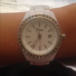 White Fossil watch