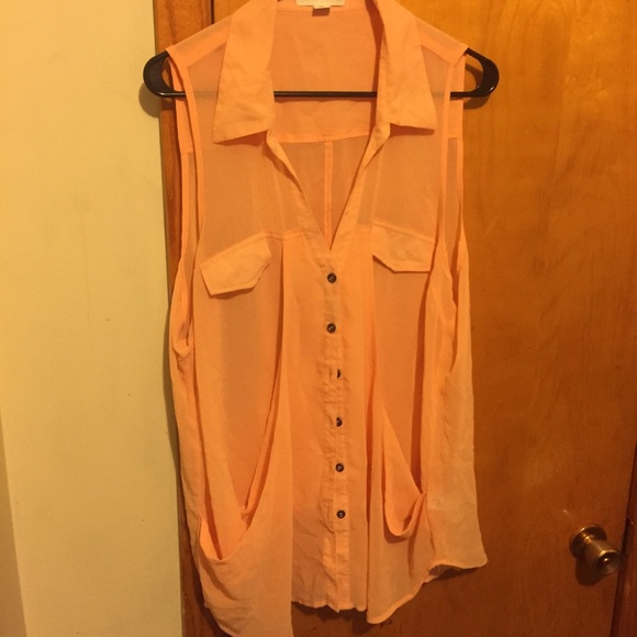 Forever 21 Plus Orange Button Up Blouse