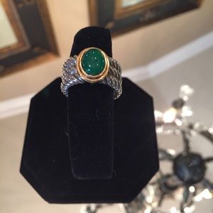 Sterling silver and green stone ring.