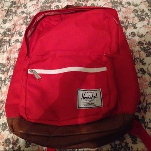 Herschel red leather bottom backpack