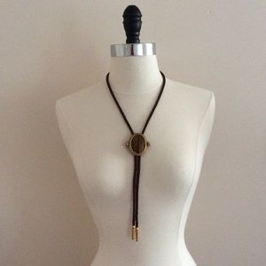 Vintage Bolo Bolero Tie TigerEye Western Halloween