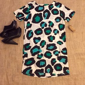 Black & Turquoise Leopard Dress