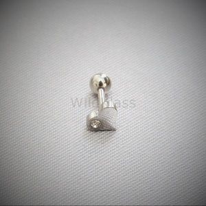 16g Tragus Heart Cartilage Earring Clear Gem