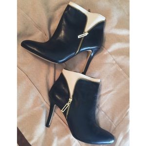 Black and White Heel Booties