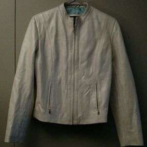 White leather jacket.