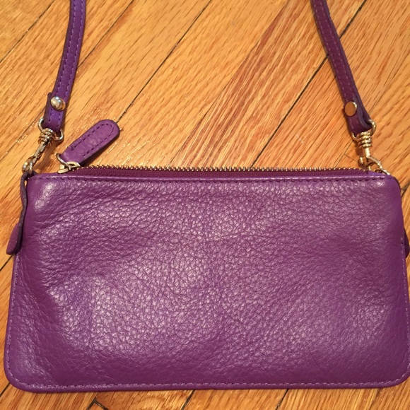 NOW $15! Purple 100% Leather Crossbody Bag