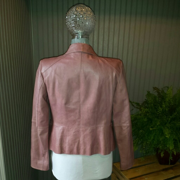 Ann Taylor Pearl Pink Leather Jacket Blazer - Picture 3 of 4