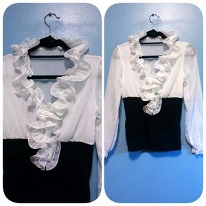 Black & white blouse.