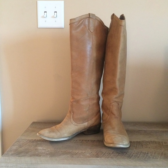 Tan leather boots