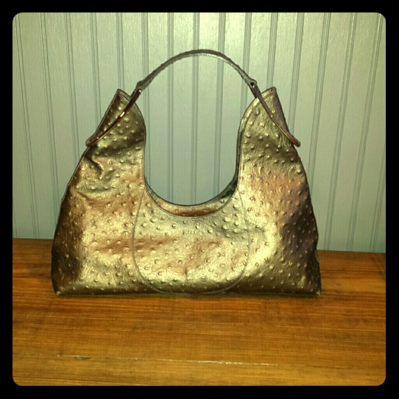 Furla Ostrich Embossed Leather Purse Made in Italy