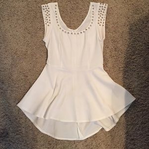 Studded peplum white top